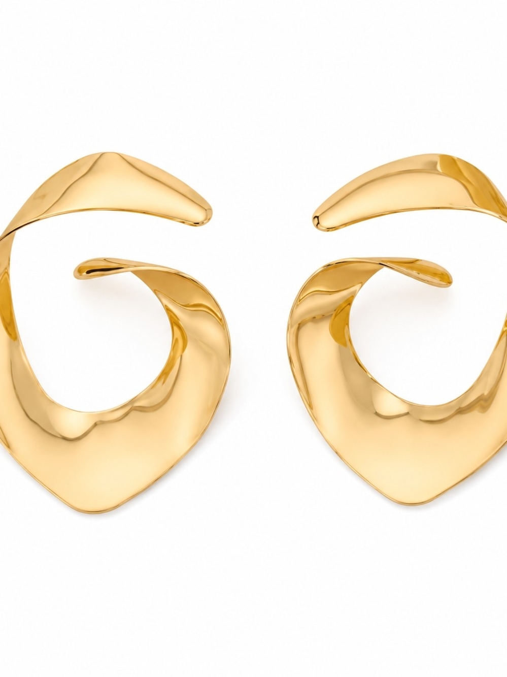 Gold Twisted Hoop Statement Earrings - Women Jewelry - Picture 2 of 4
